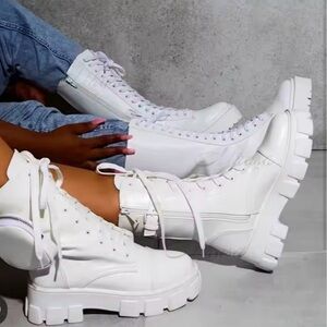 Prada Moonlight White Chunky Platform Boots, size 36/ US6